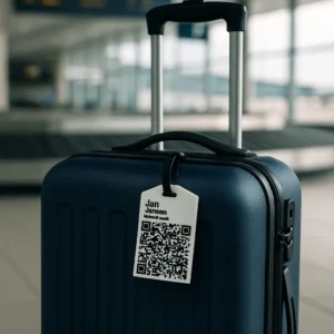 SmartLuggage Tag op zwarte koffer